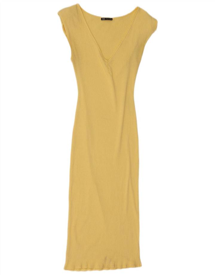 Vestido maxi feminino Zara Reino Unido 12 amarelo médio