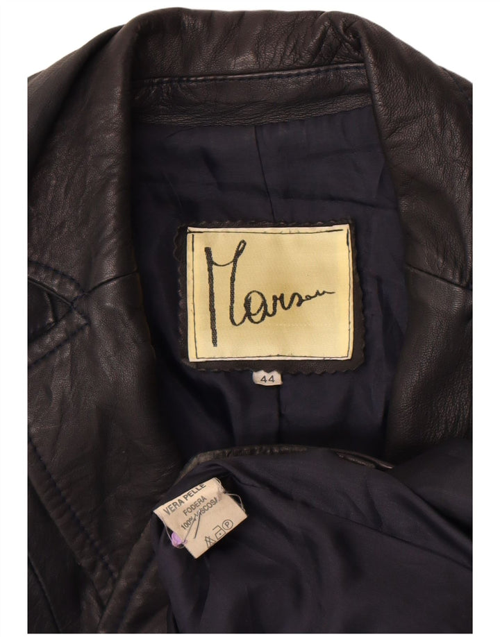 Jaqueta blazer feminina vintage de couro com 2 botões IT 44 couro preto médio