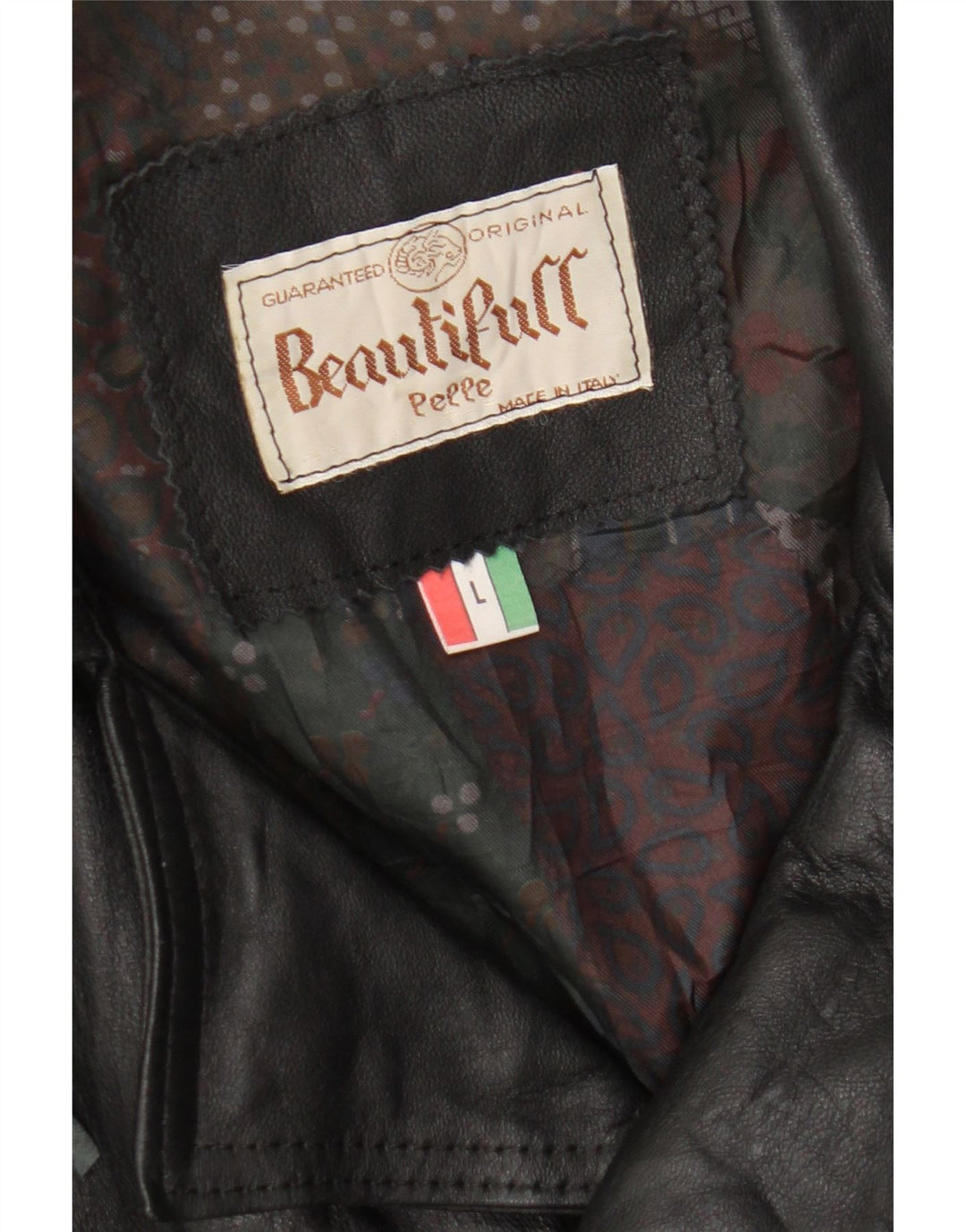 Jaqueta de couro masculina vintage para motociclista UK 40 grande preta