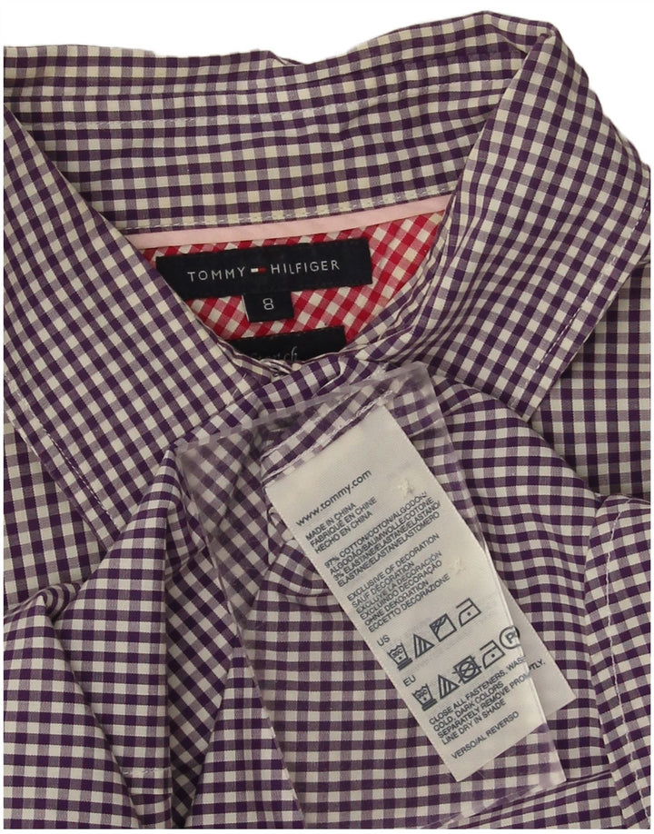 Camisa feminina TOMMY HILFIGER US 8 médio roxo algodão guingão