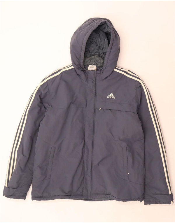 Jaqueta acolchoada com capuz masculina Adidas UK 40 grande cinza poliamida