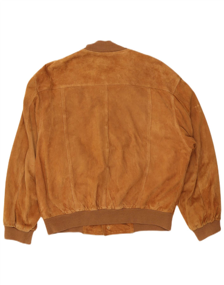 Jaqueta bomber masculina vintage de camurça IT 50 couro marrom grande