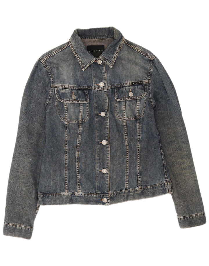 Jaqueta jeans feminina Sisley UK 14 algodão azul médio
