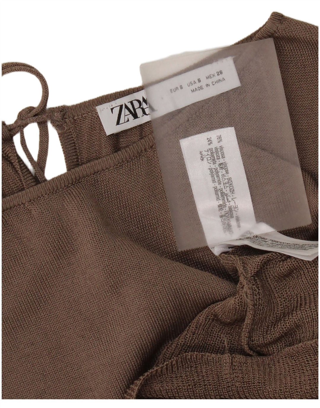 Zara blusa feminina oversized manga comprida top UK 10 pequeno bloco colorido marrom