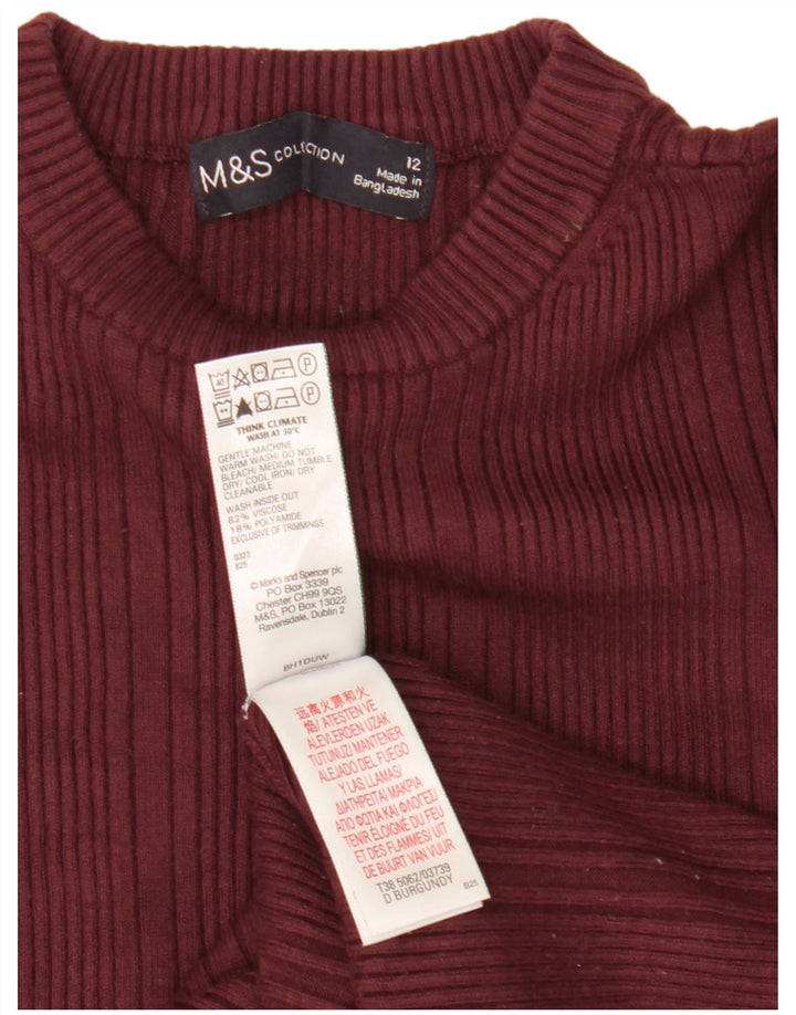 Suéter feminino Marks & Spencer com gola redonda Reino Unido 12 médio Borgonha