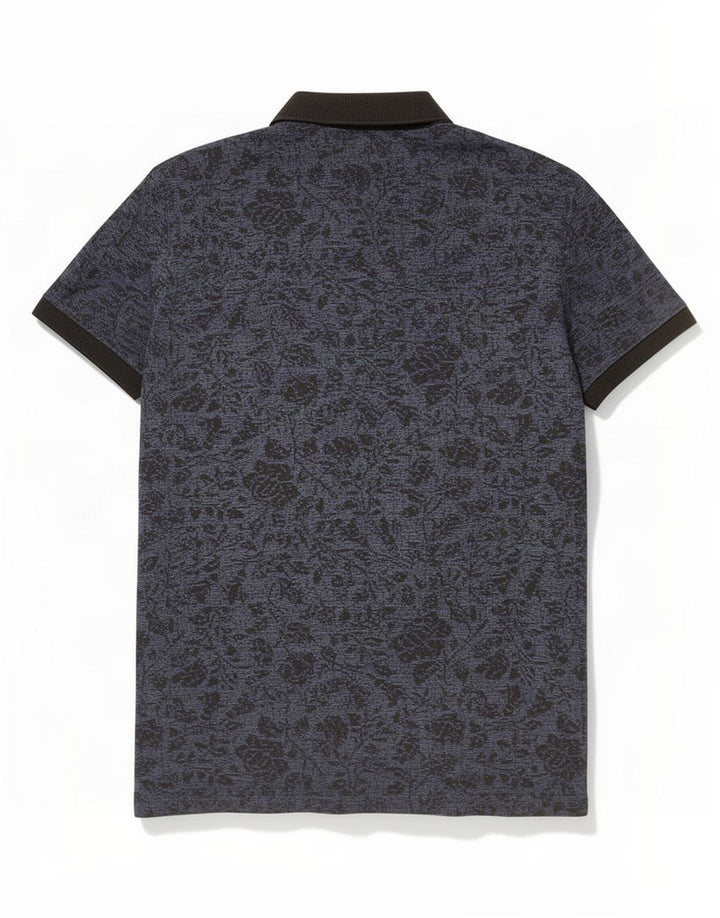 Camisa polo masculina Hugo Boss médio azul marinho floral algodão