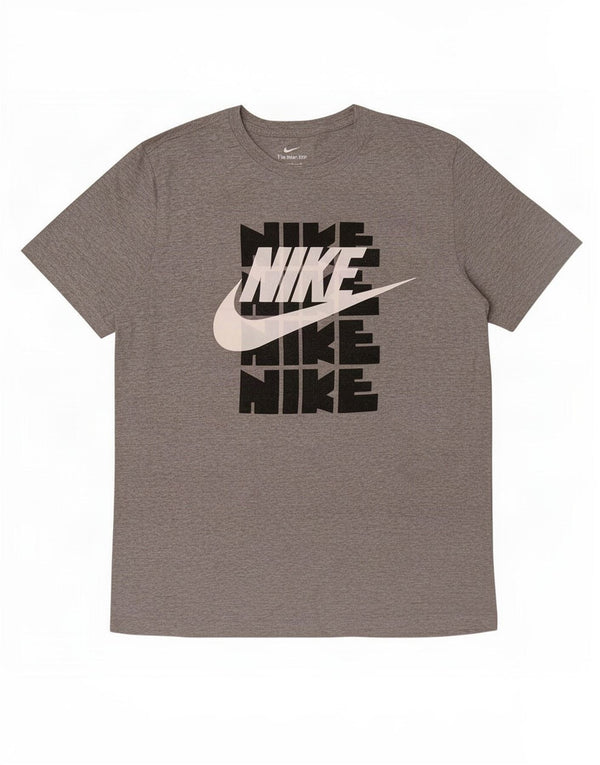 Camiseta Nike masculina gráfica Top médio cinza manchado de algodão