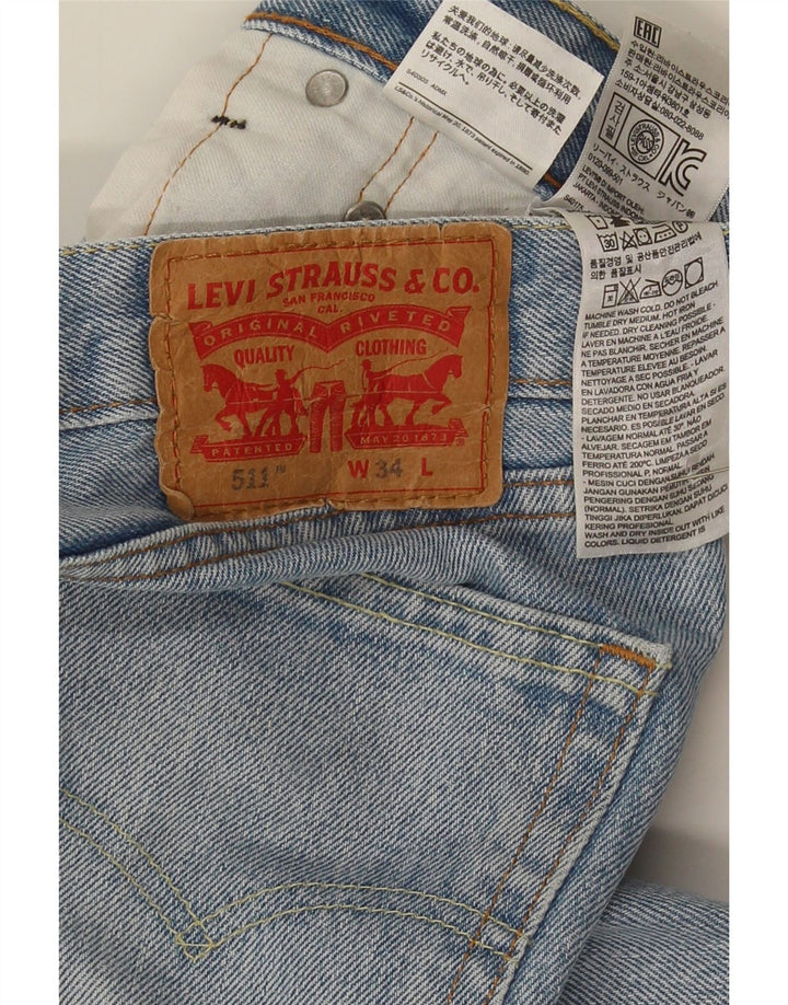 Shorts jeans masculino 511 Levi's W34 grande azul algodão