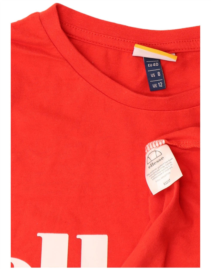 Camiseta feminina Ellesse com estampa gráfica UK 12 algodão vermelho médio
