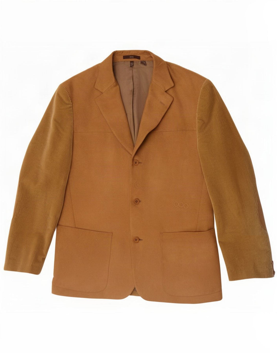 Zara Jaqueta masculina de veludo cotelê com 3 botões EU 50 Medium Bege Colourblock