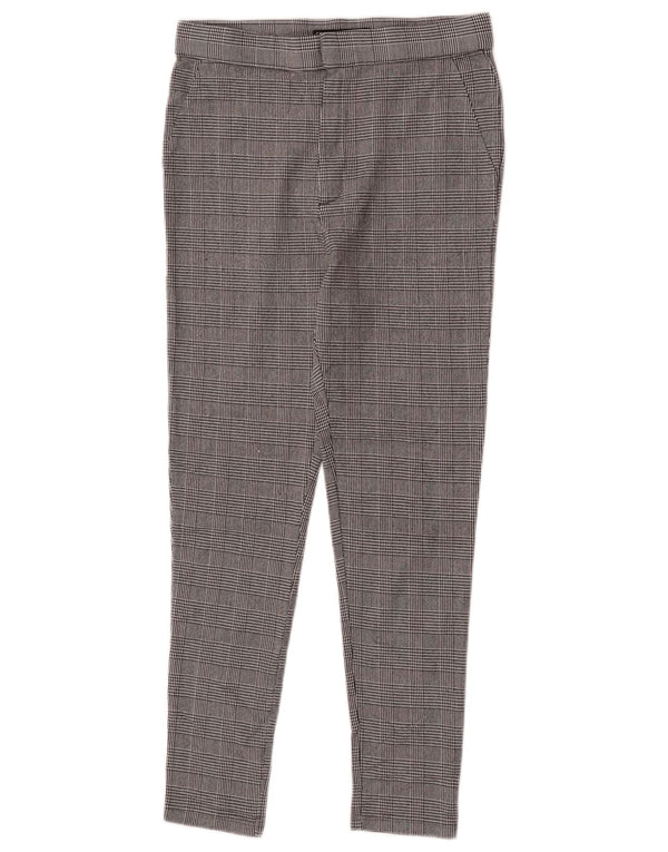 Zara Calça Chino Feminina Slim Fit Grande W30 L26 Cinza Xadrez Viscose