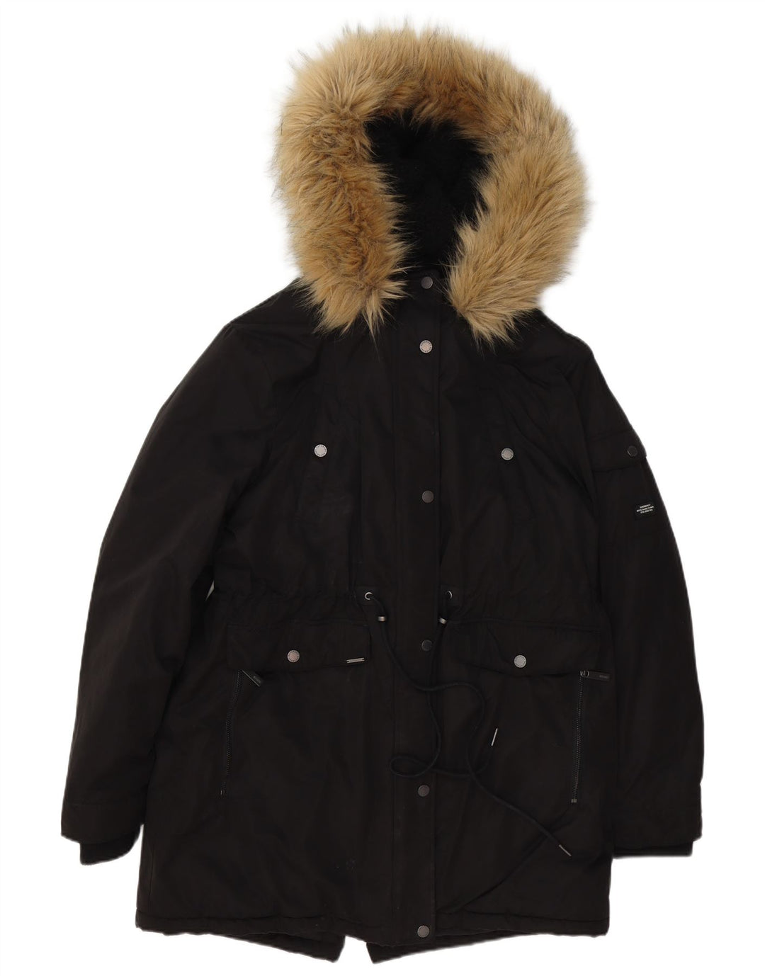Superdry Womens Oversized Hooded Parka Jacket UK 16 Grande Poliéster Preto