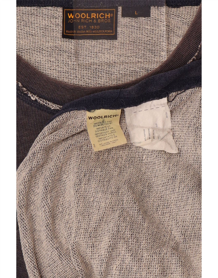 Woolrich moletom masculino gráfico jumper grande algodão azul marinho