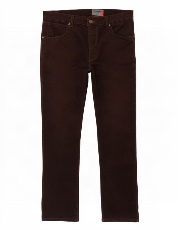 Calça masculina Wrangler Arizona Stretch Straight Corduroy W34 L32 marrom