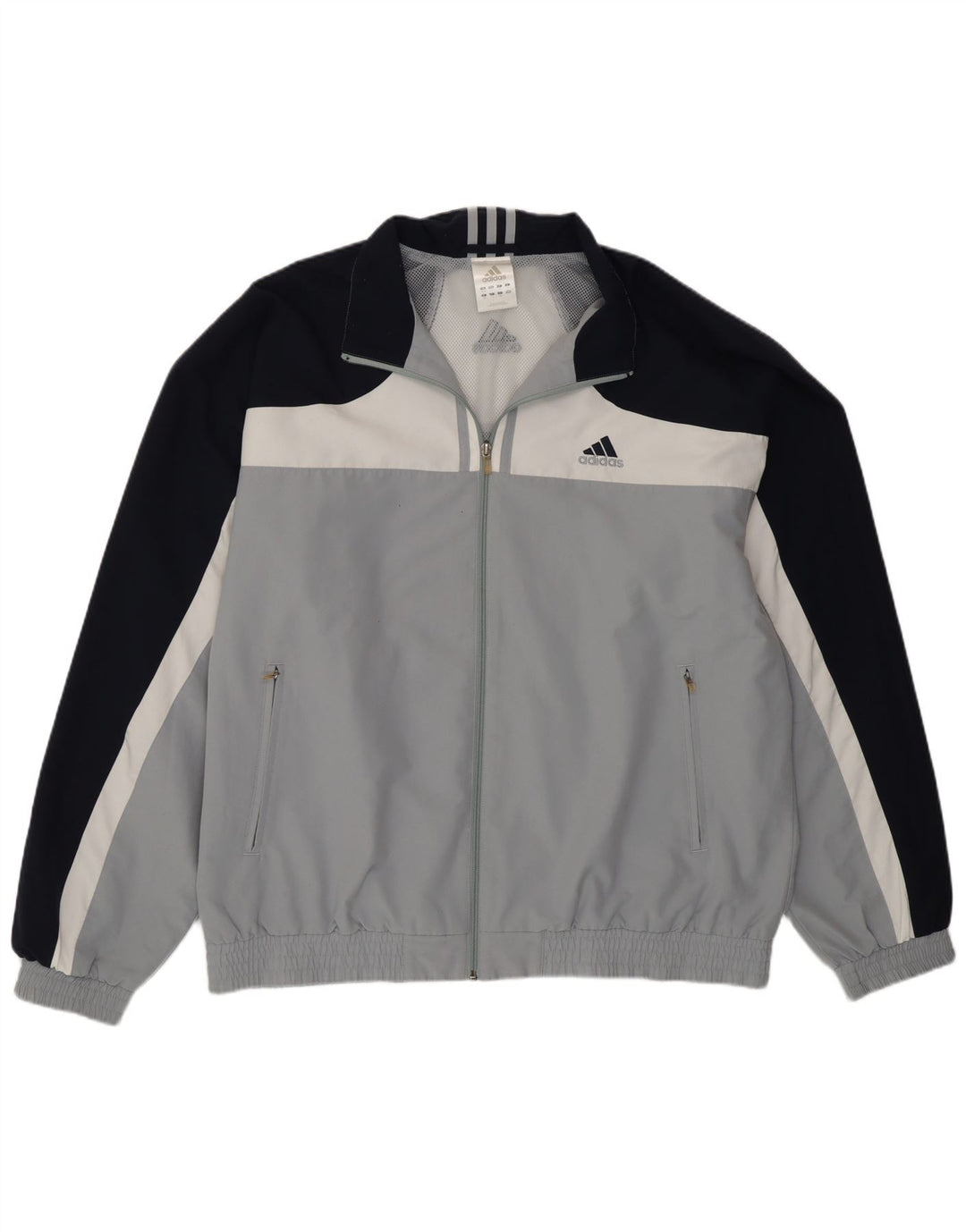 Adidas Mens Tracksuit Top Jacket UK 46/48 XL Cinza Colourblock Poliéster