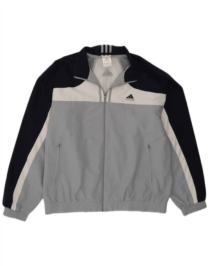 Adidas Mens Tracksuit Top Jacket UK 46/48 XL Cinza Colourblock Poliéster