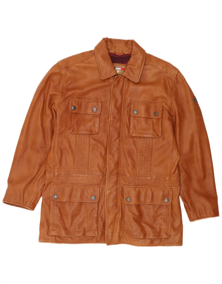 Jaqueta de couro masculina Pierre Cardin Reino Unido 40 grande couro marrom