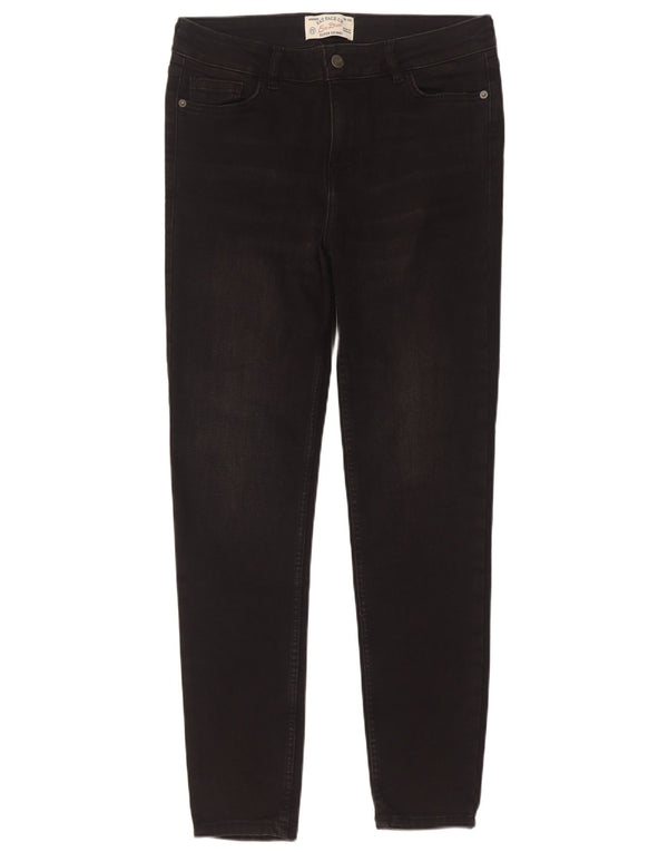 Calça jeans feminina super skinny Fat Face UK 12 médio W30 L29 algodão preto
