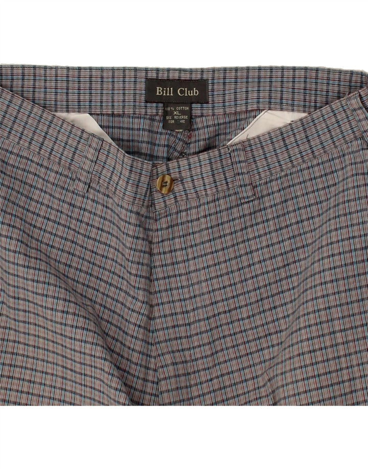 Shorts Chino masculino VINTAGE W32 algodão xadrez cinza médio