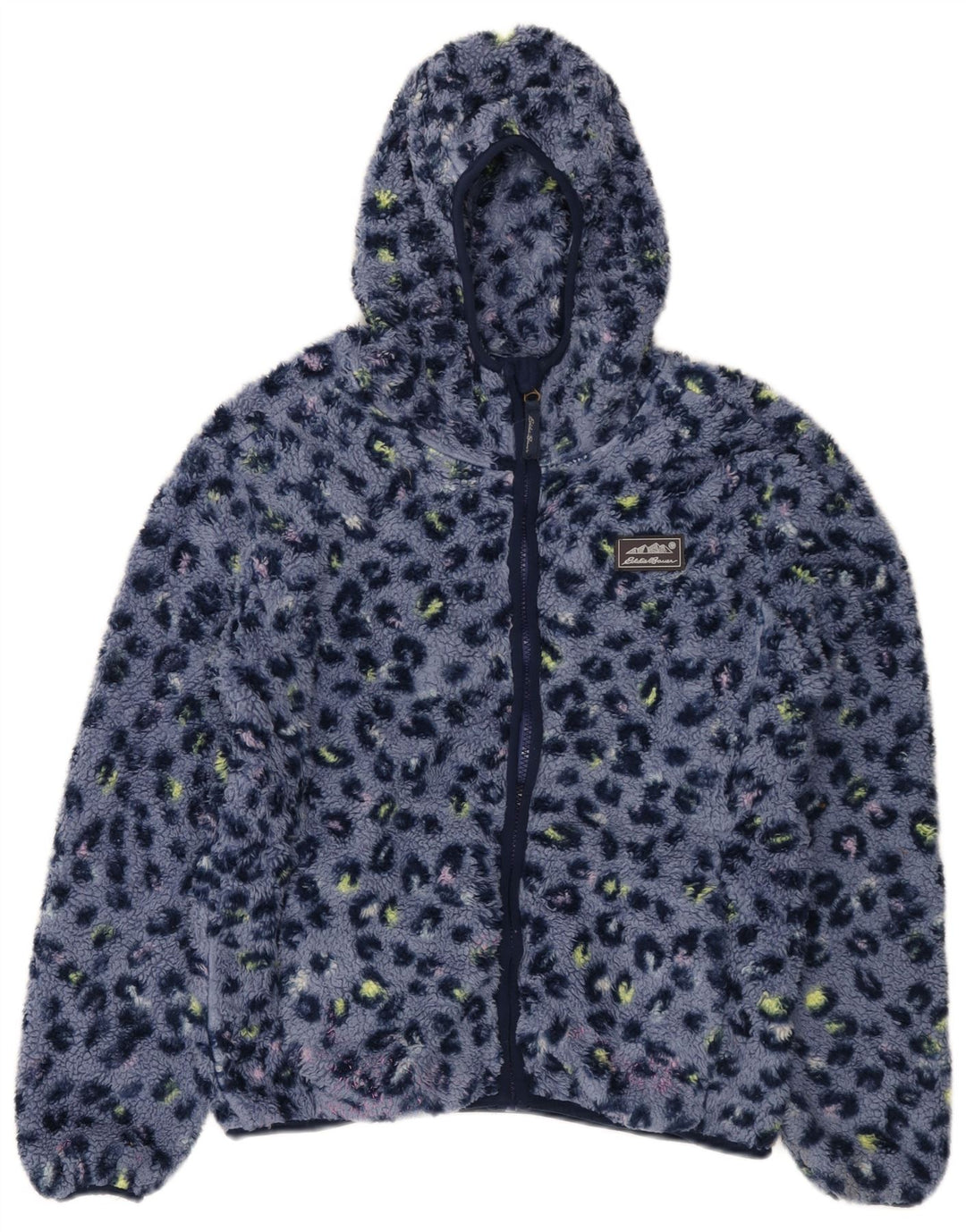 Jaqueta de lã com capuz para meninas EDDIE BAUER 13-14 anos grande azul estampa animal