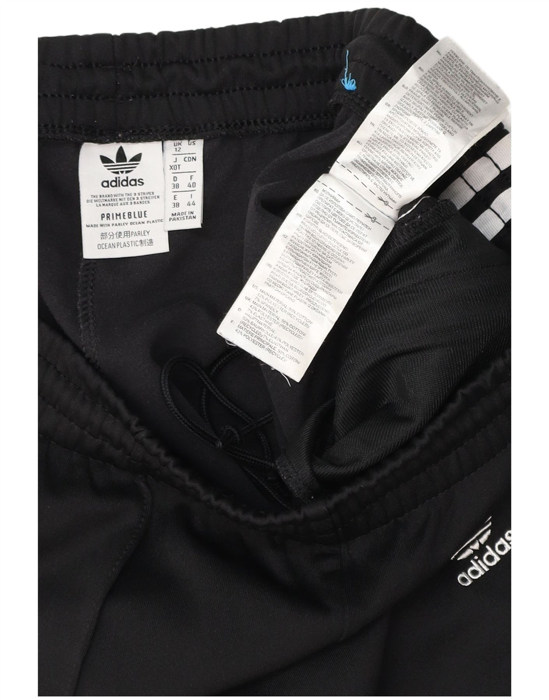 Calças de treino femininas ADIDAS UK 12 médio preto algodão
