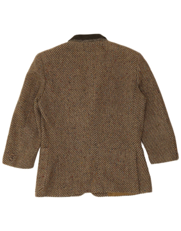 Jaqueta Blazer Feminina Valentino com 2 Botões Reino Unido 16 Grande Espinha de Peixe Cáqui