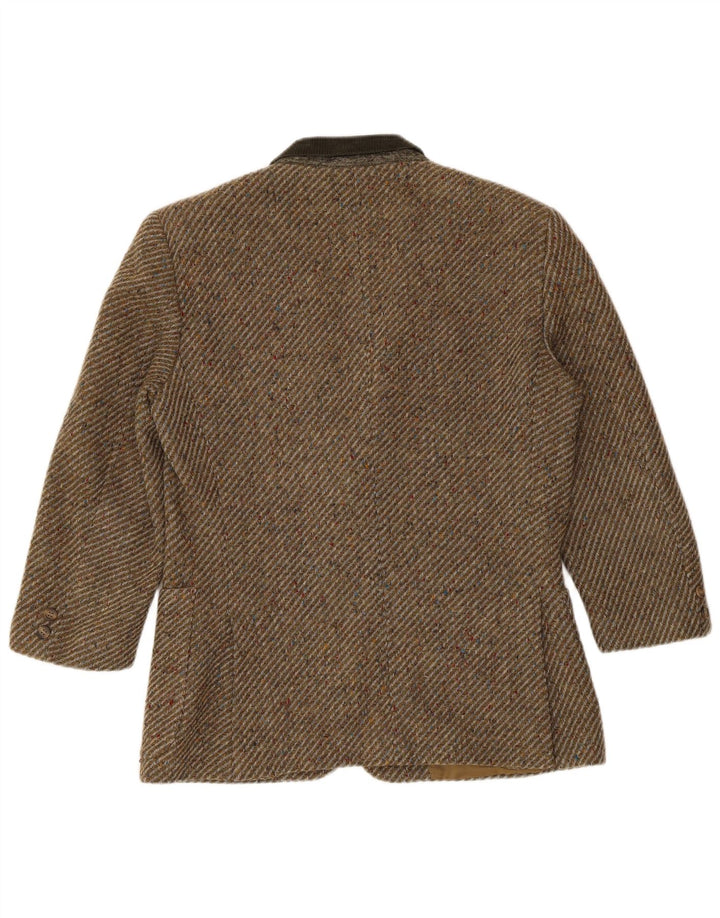 Jaqueta Blazer Feminina Valentino com 2 Botões Reino Unido 16 Grande Espinha de Peixe Cáqui