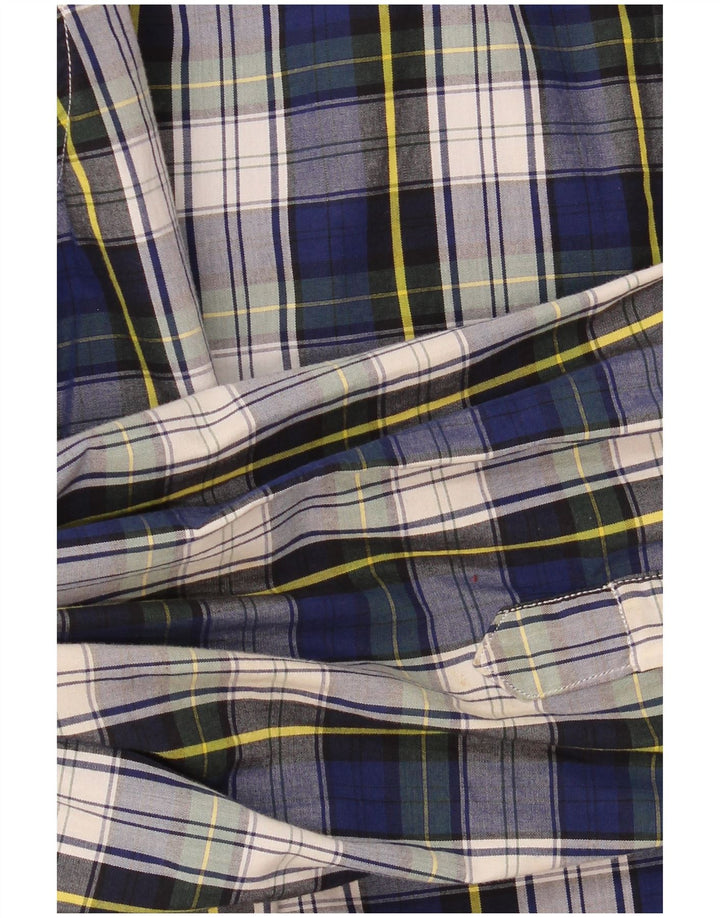 Camisa masculina Nautica grande algodão xadrez azul marinho