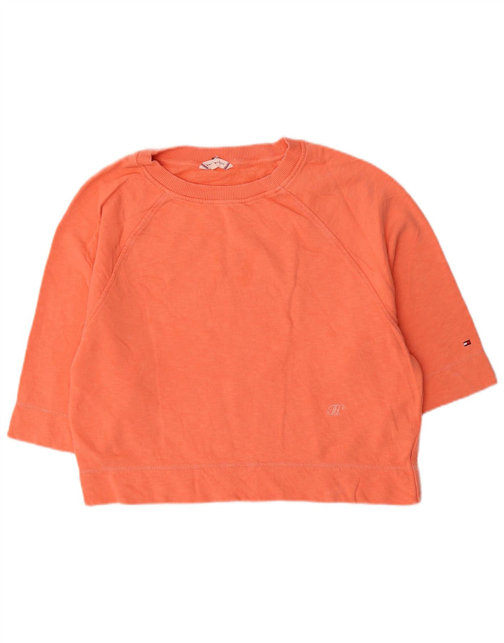 Tommy Hilfiger moletom feminino manga 3/4 jumper UK 14 médio laranja