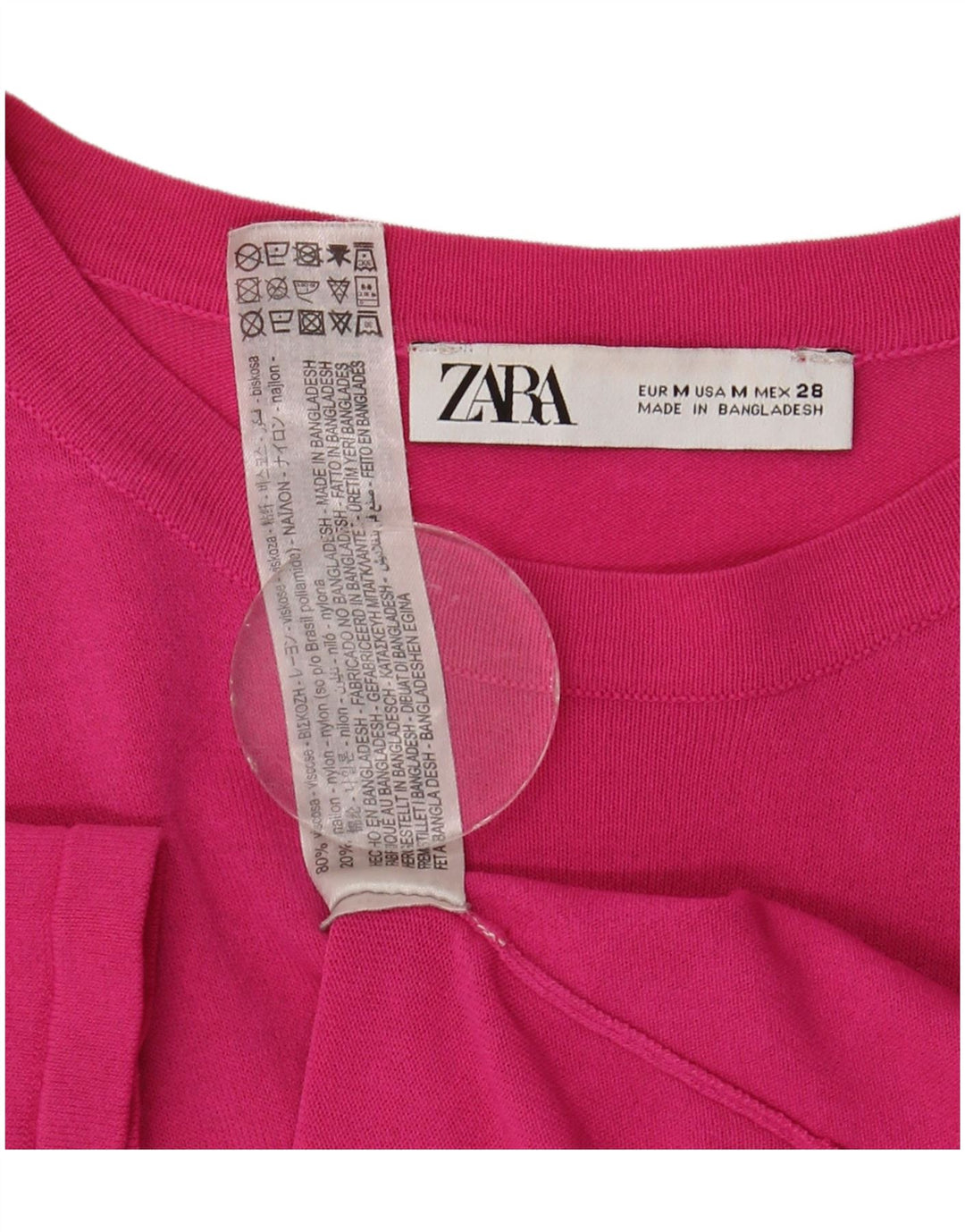 Camiseta feminina Zara UK 12 viscose rosa médio