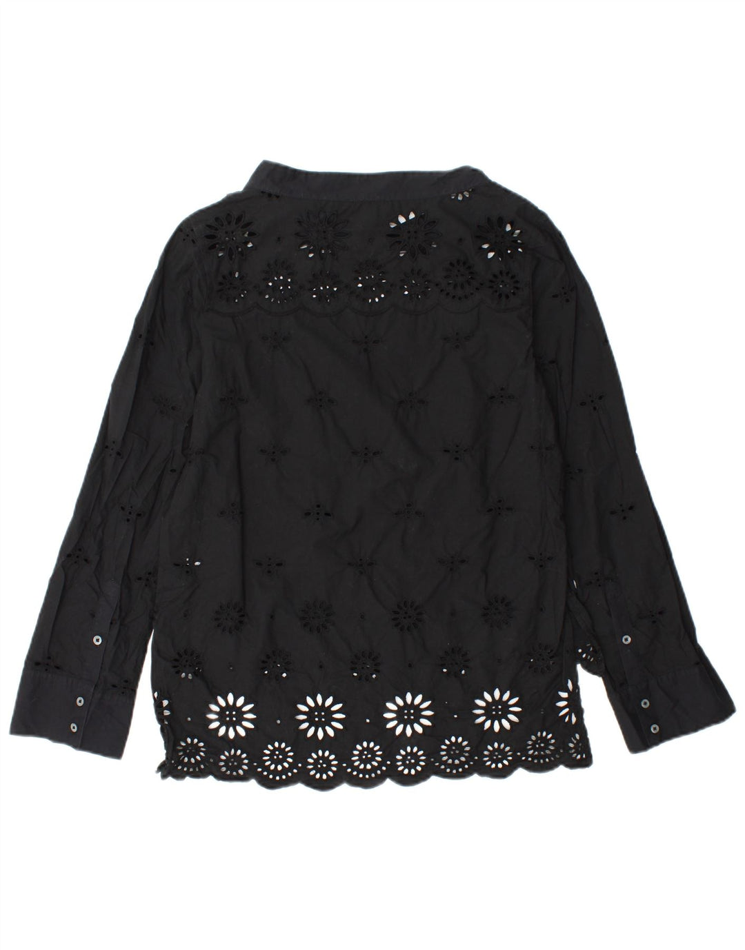 Blusa feminina J. CREW manga comprida US 2 XS algodão floral preto