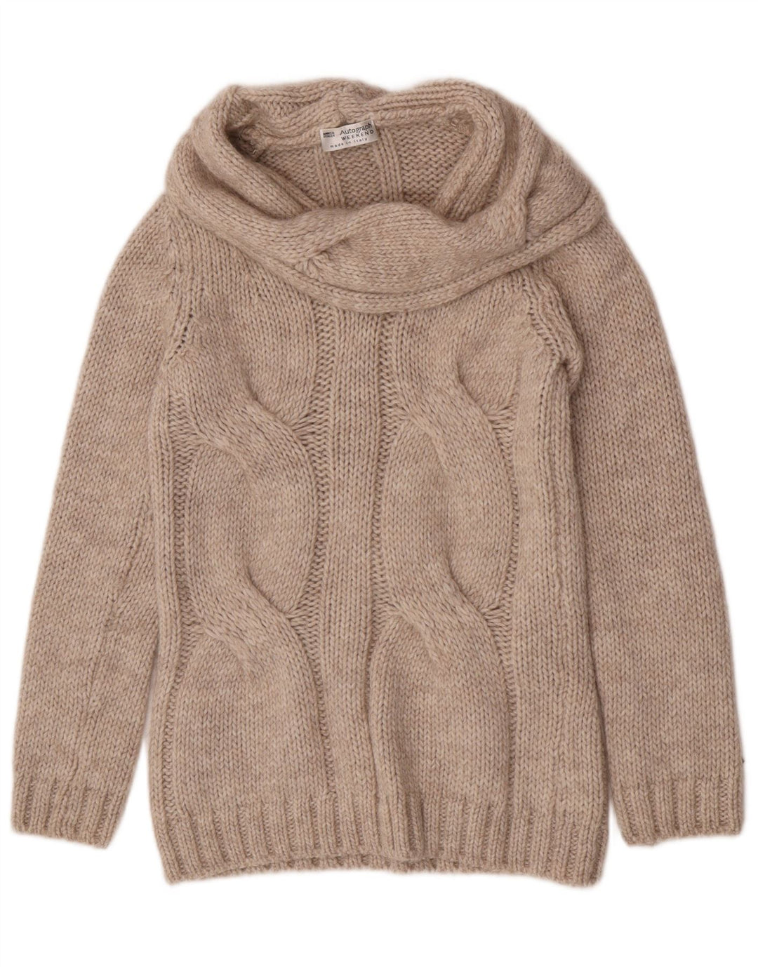 Suéter feminino Marks & Spencer com gola redonda Reino Unido 8 pequeno bege acrílico