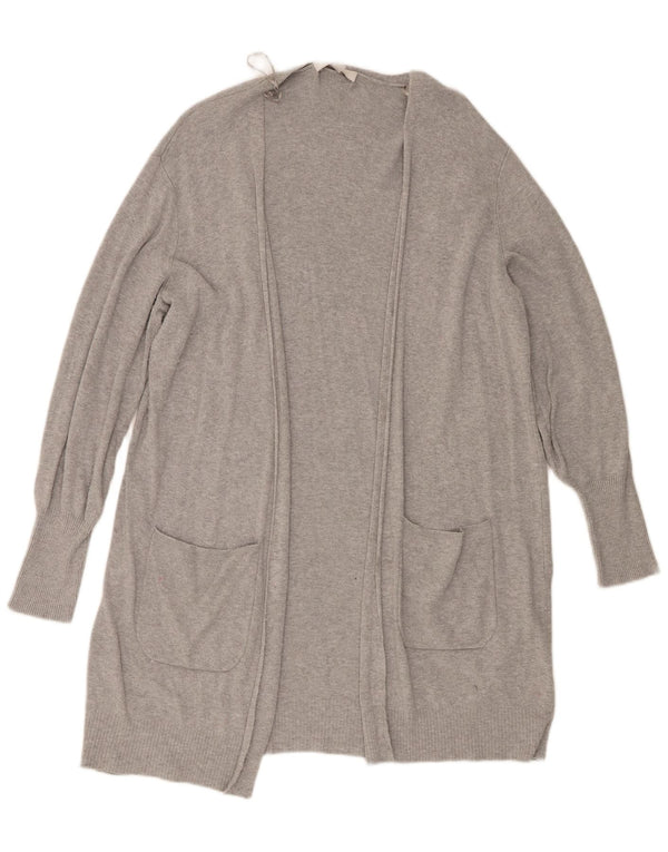 Suéter cardigã feminino Longline Marks & Spencer Reino Unido 16 grande cinza manchado