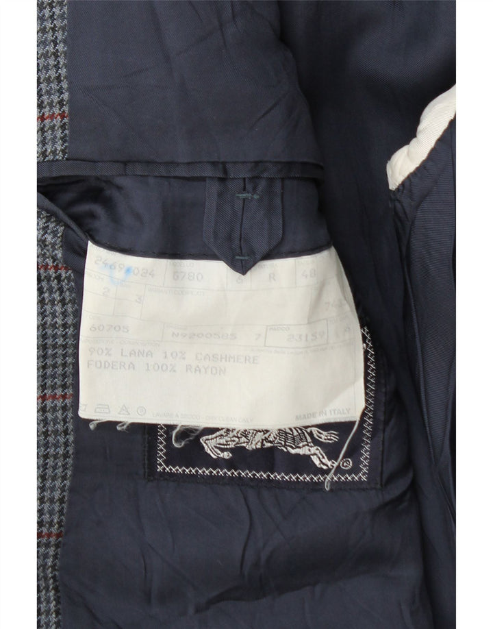 Jaqueta Blazer Masculina Burberrys IT 48 Lã Houndstooth Azul Marinho Médio