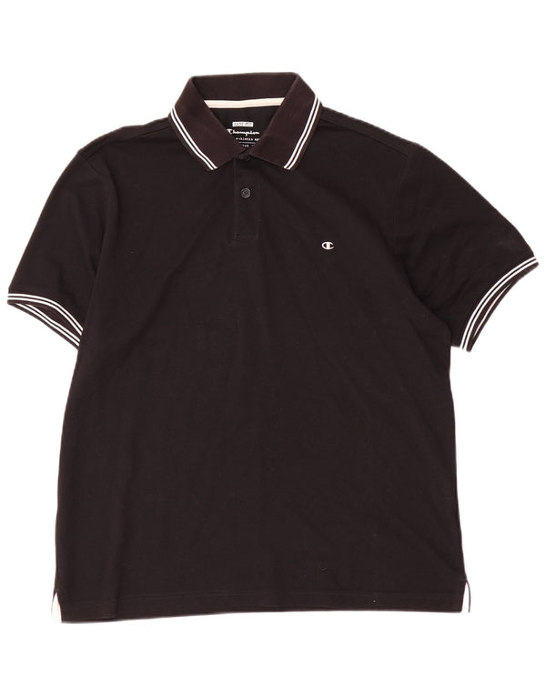 Camisa polo masculina Champion Easy Fit grande algodão listrado preto