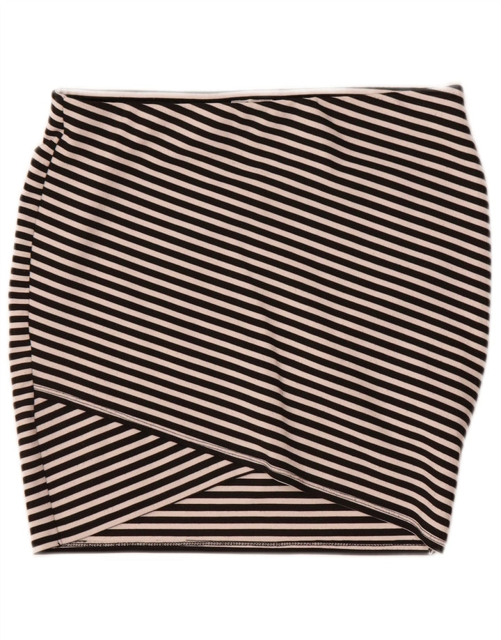 Mini saia Trafaluc feminina Zara médio W28 poliéster listrado preto