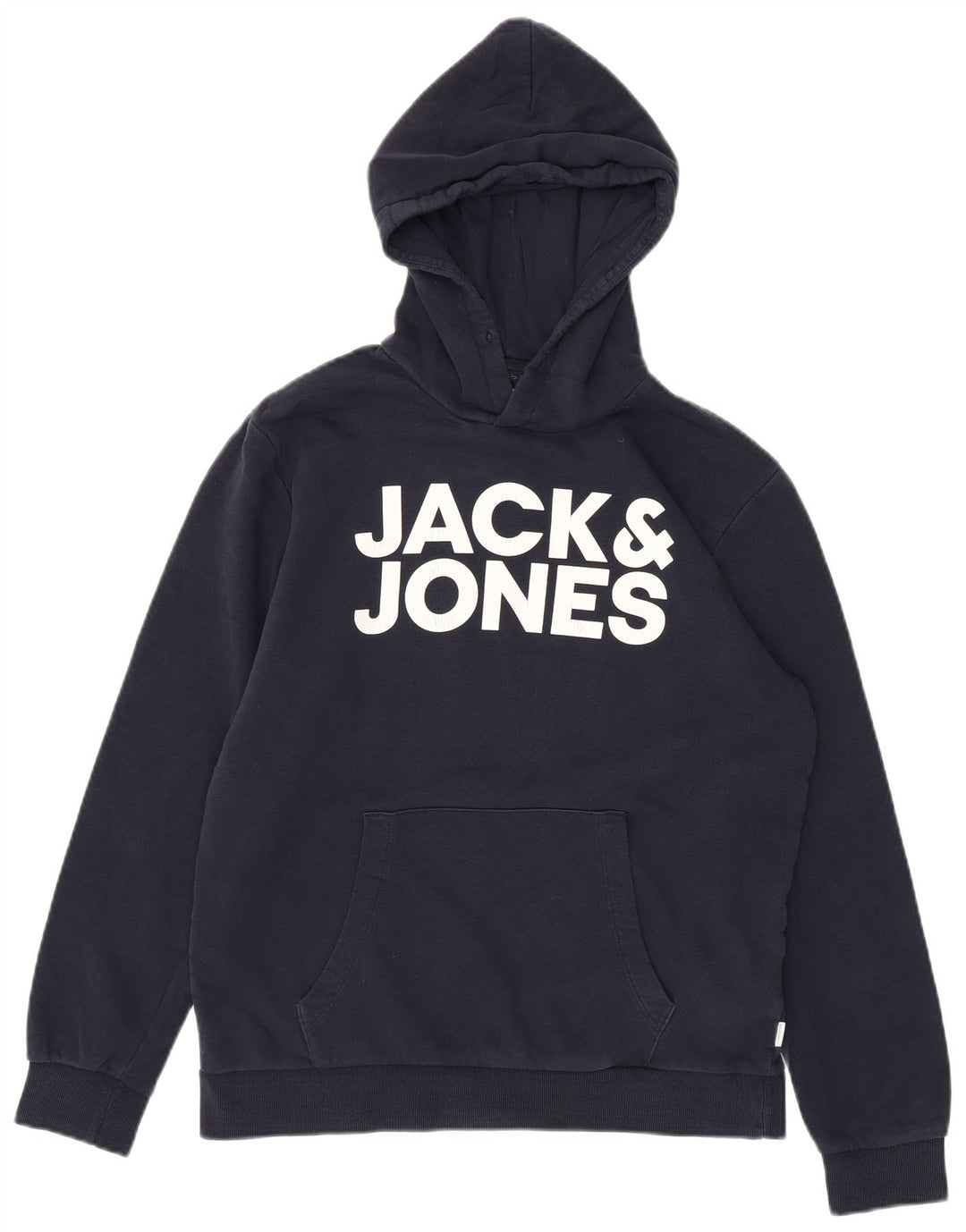 Suéter com capuz gráfico masculino JACK & JONES grande algodão azul marinho