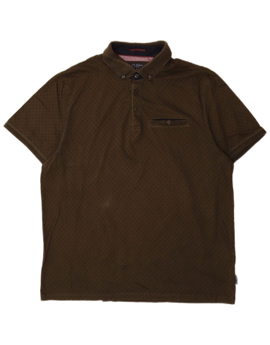 Camisa polo masculina Ted Baker tamanho 5 XL algodão manchado cáqui