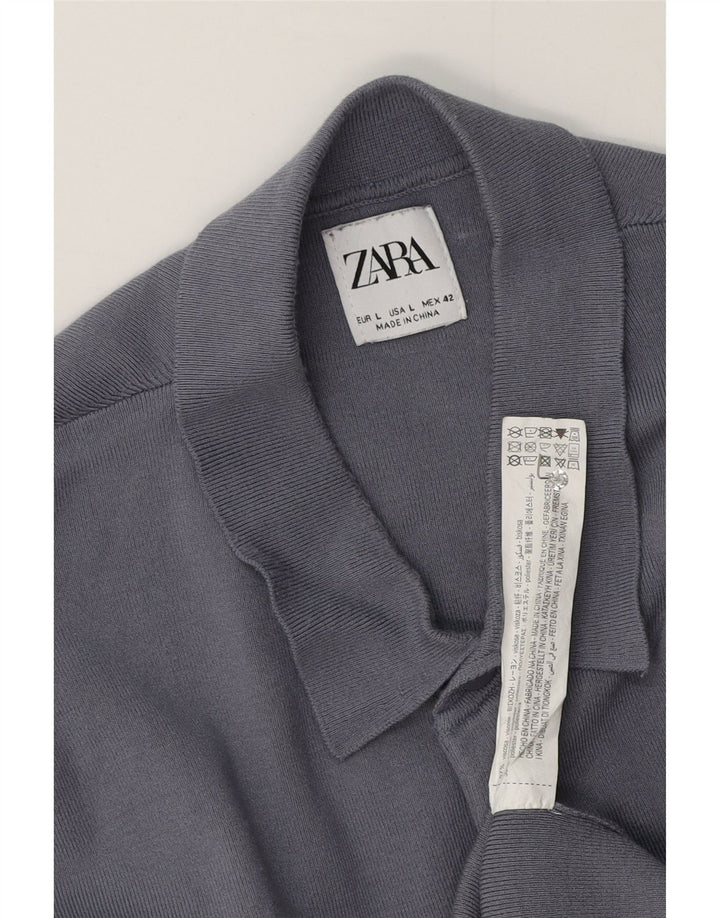 Camisa polo masculina Zara grande viscose cinza