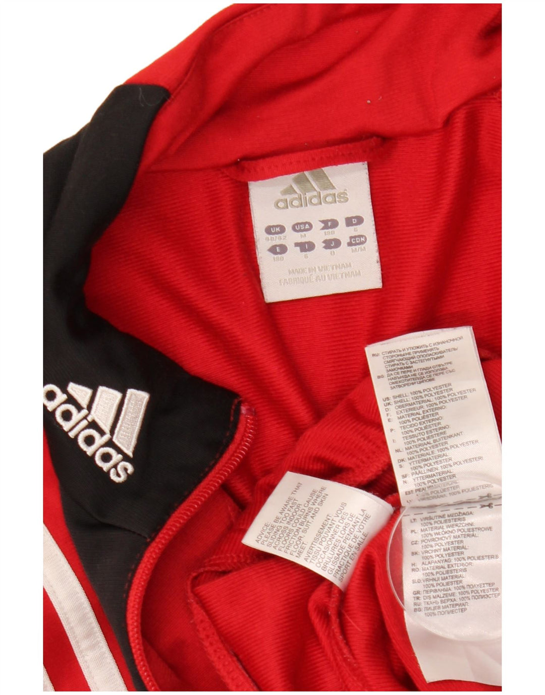 ADIDAS Mens Tracksuit Top Jacket UK 40/42 Medium Red Colourblock Poliéster