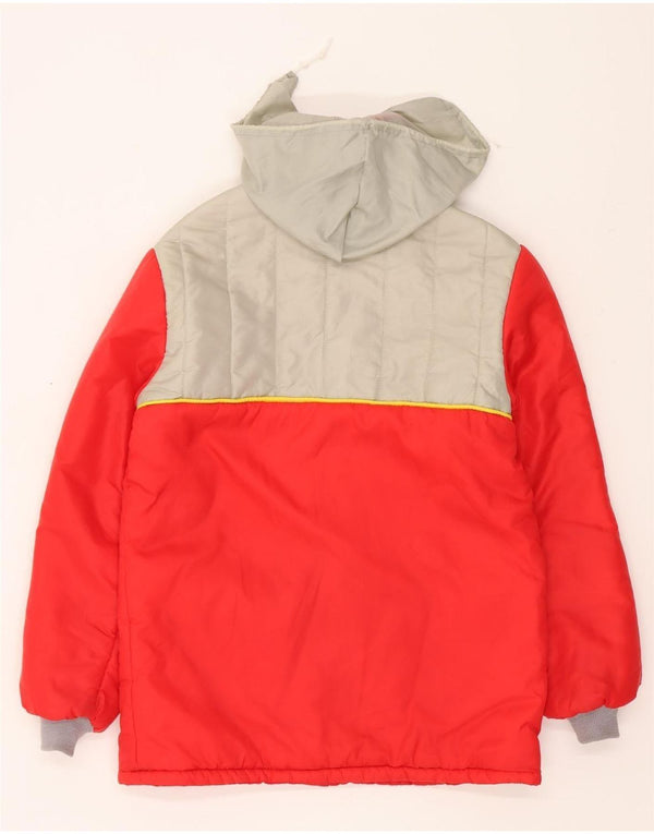 Casaco corta-vento com capuz vintage para meninos 15-16 anos vermelho colorblock nylon