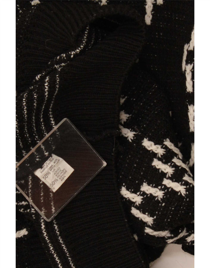 Suéter vintage masculino com gola redonda XL preto Argyle/lã diamante
