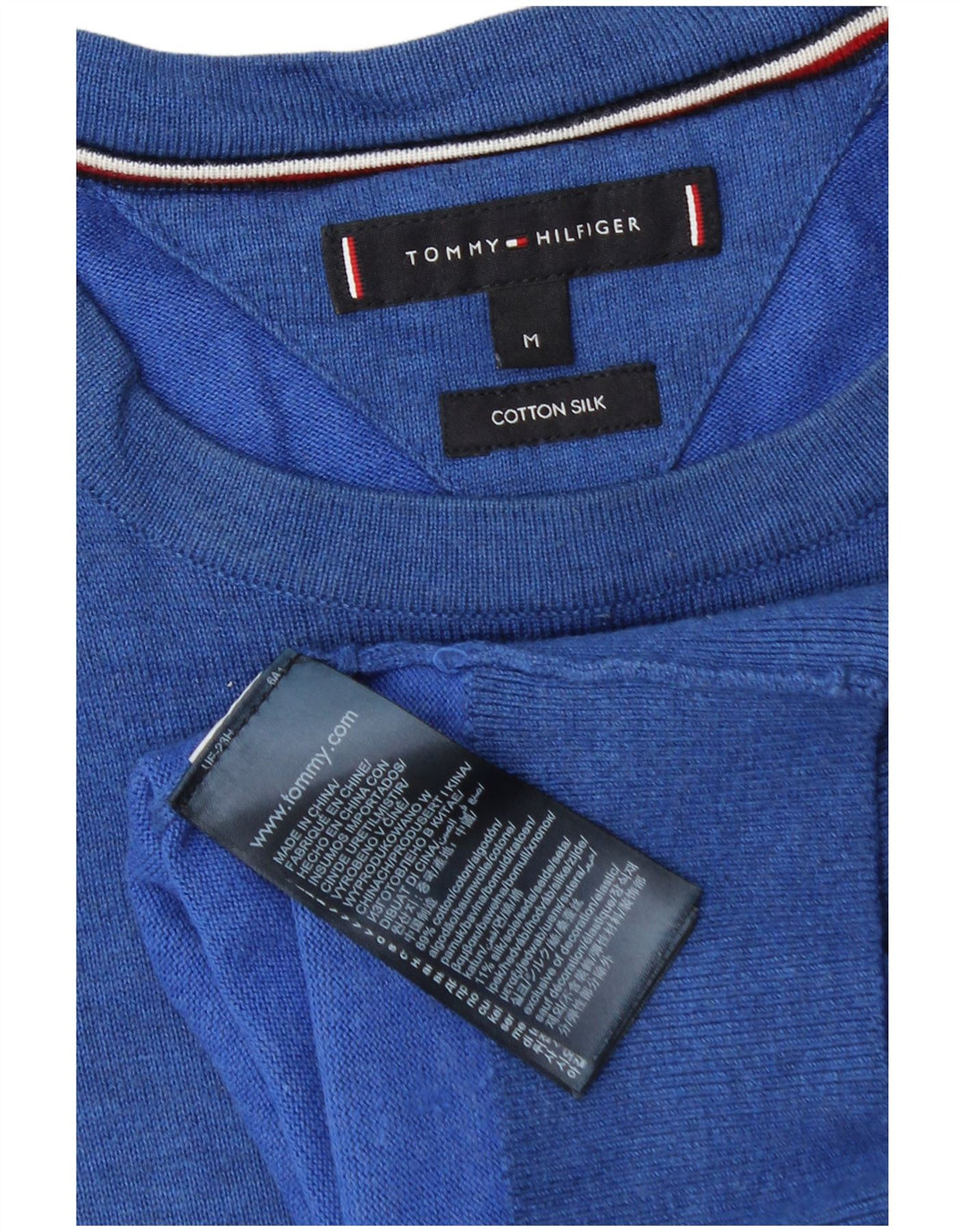 Suéter masculino Tommy Hilfiger com gola redonda e algodão azul médio