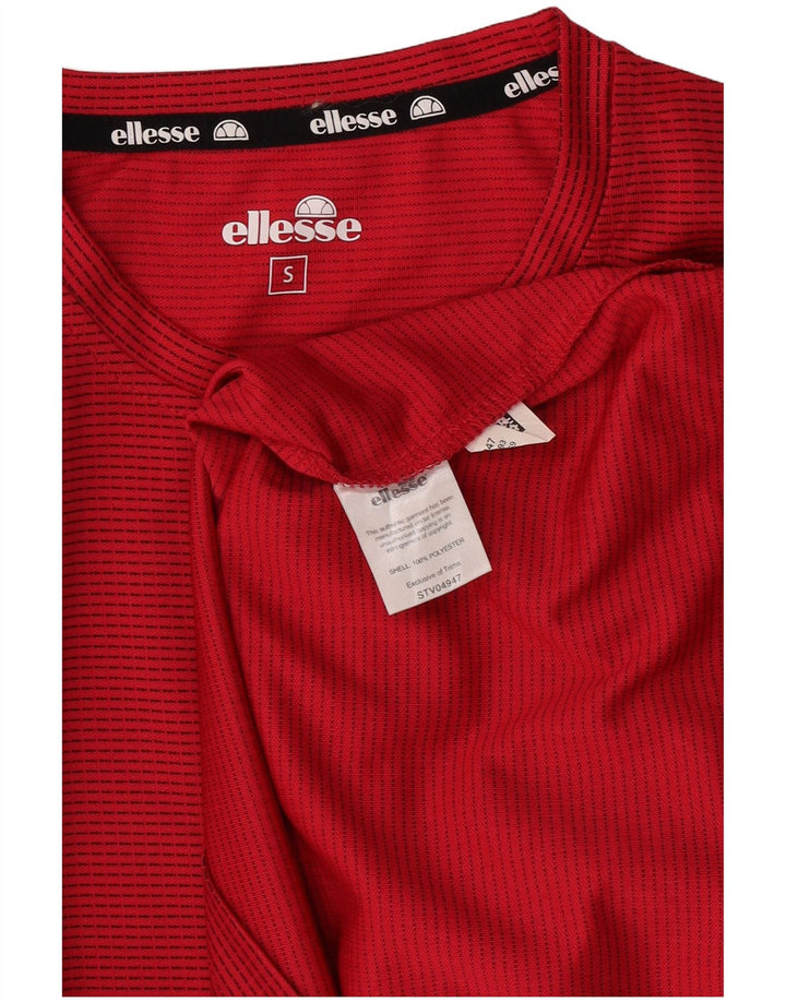 Ellesse Camiseta Masculina Top Pequeno Poliéster Listrado Vermelho