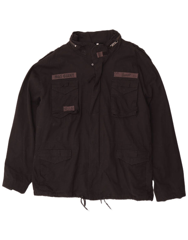 Jaqueta militar masculina com capuz Brandit UK 48 4XL algodão colorblock preto