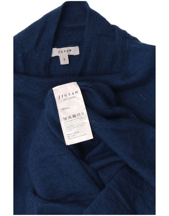Suéter feminino Jigsaw com gola tartaruga Reino Unido 8 lã azul pequena