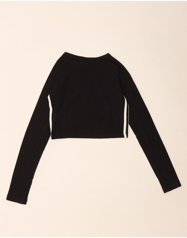 Adidas Womens Crop Graphic Top Manga Longa Reino Unido 8 Pequeno Algodão Preto