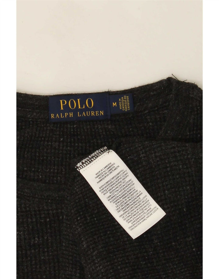 Top masculino Polo Ralph Lauren manga comprida algodão manchado cinza médio