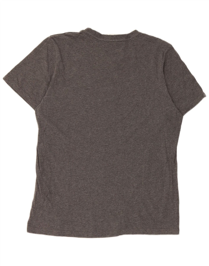 Adidas Mens Camiseta Top Grande Algodão Cinza