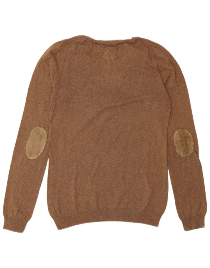 Suéter feminino Massimo Dutti com gola redonda Reino Unido 12 marrom médio